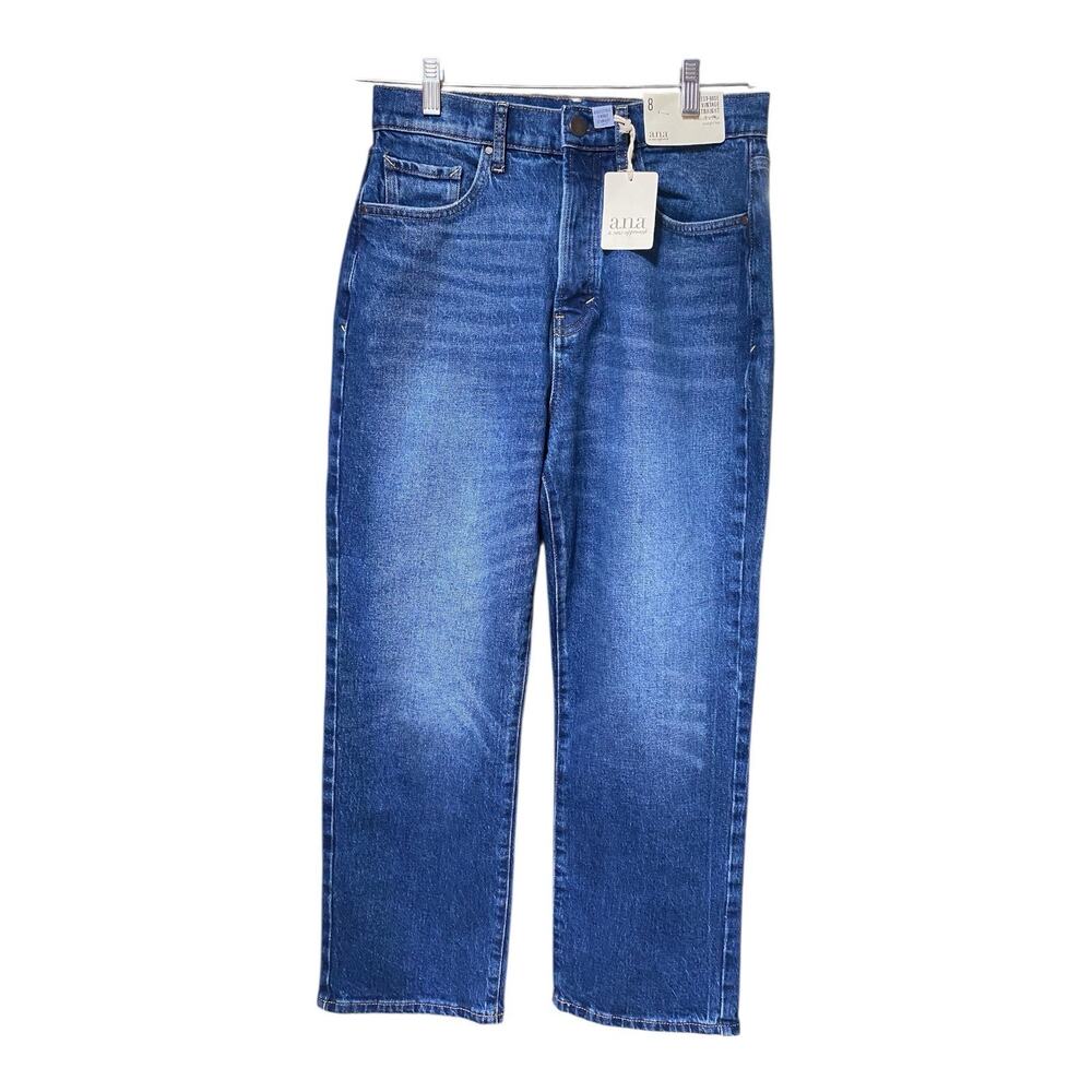 a.n.a High Rise Straight Leg Womens Jeans Dark Wash Button Fly‎ Size 8 NWT